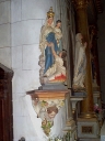 Statue : Vierge à l'Enfant délivrant une femme du Purgatoire (?) ; culot