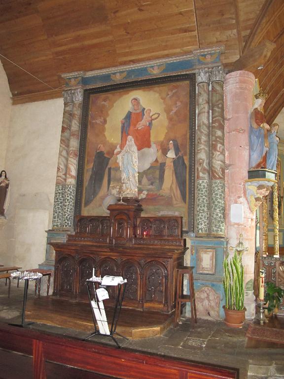 Retable, tableau (retable architecturé), retable du Rosaire, église paroissiale Saint-Barnabé (Langoëlan)