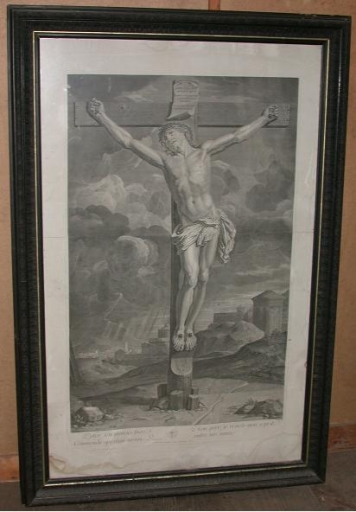 Estampe encadrée : Christ en croix
