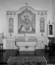 Retable latéral nord à 3 tableaux : Donation du rosaire (La Ferrière fusionnée en Plémet en 2016)