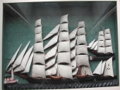 Diorama d'un trois-mâts goélette à voiles carrées