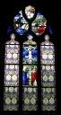 Baie 4 : Sacré-coeur ; Baie 5 : La Crucifixion, le Christ au jardin des Oliviers, église paroissiale Saint-Martin (Javené)
