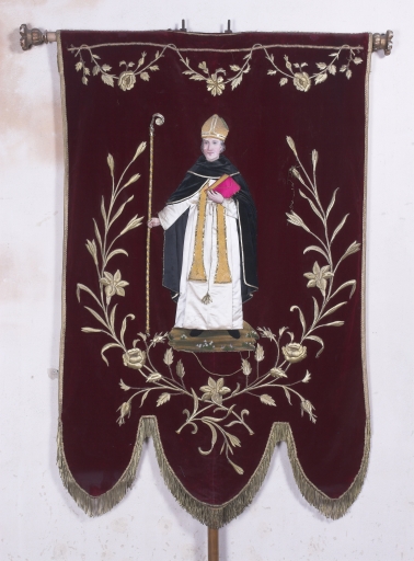 Bannière de procession paroissiale : Saint Erblon ou Herbland de Nantes, Immaculée conception