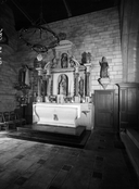 Autel, retable, statue (3), groupe sculpté (autel secondaire, autel tombeau, retable architecturé) : l'éducation de la vierge, saint Joachim, saint Antoine de Padoue, vierge, église paroissiale Saint-Pierre et Saint-Paul (Grand-Fougeray)