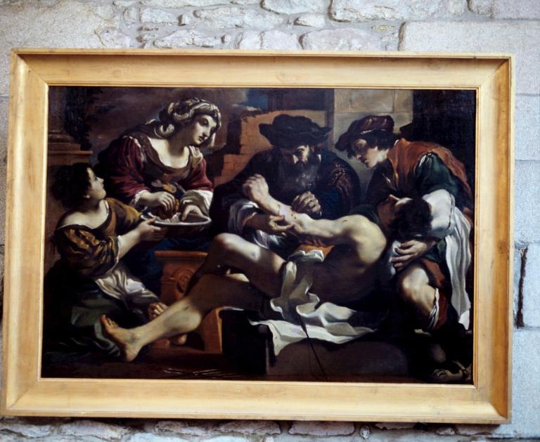 Tableau : sainte Irène soignant saint Sébastien, église paroissiale Saint-Saturnin (Sarzeau)