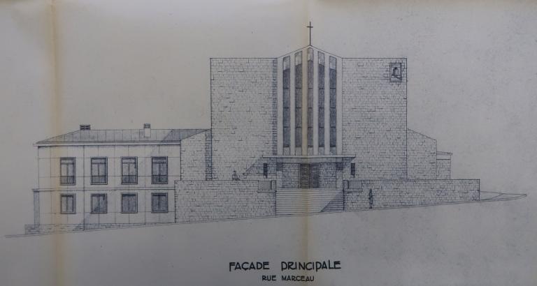 La chapelle - salle audiovisuelle (disparue) de la cité scolaire Kerichen, dite aussi "Campus Kerichen" (Brest)