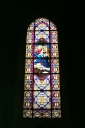 Verrière à personnages de la baie 9 : Don du Rosaire à saint Dominique