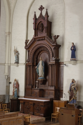 Ensemble de l'autel de la Vierge : autel, tabernacle, gradin d'autel, retable