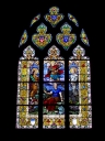 Verrière de la baie 11 (verrière hagiographique, vitrail tableau) : sainte Jeanne d'Arc écoutant ses voix