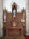 Ensemble de l'autel de la Vierge : autel, tabernacle, retable, 2 gradins d'autel, 2 degrés d'autel