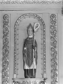 Statue (d'applique, petite nature) : Saint évêque, église Notre-Dame (Rimou)