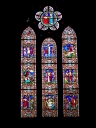 Verrière de la baie 17 : Cène, Passion, Apparition du Sacré Coeur à sainte Marguerite-Marie, Apparition de Notre-Dame de la Salette (?)