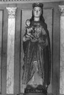 Statue (petite nature, d'applique) : Vierge à l'Enfant dite Notre-Dame de la force, église paroissiale Saint-Mélaine (Meslan)