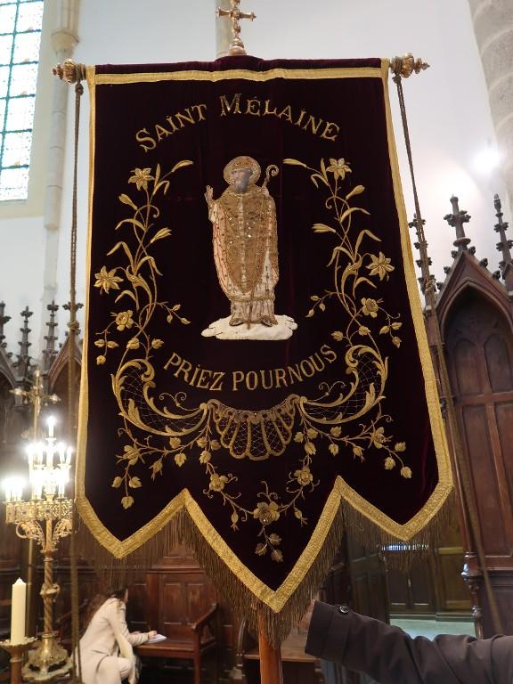 Bannière de procession paroissiale : saint Melaine, Sacré-Coeur du Christ (La Chapelle-de-Brain, anciennement Brain-sur-Vilaine)