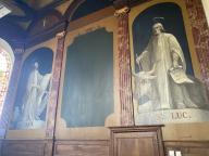 Lambris de hauteur, peinture : les christ en croix, évangélistes, église paroissiale Sainte-Croix (La Croix-Helléan)