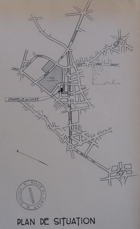 La chapelle - salle audiovisuelle (disparue) de la cité scolaire Kerichen, dite aussi "Campus Kerichen" (Brest)