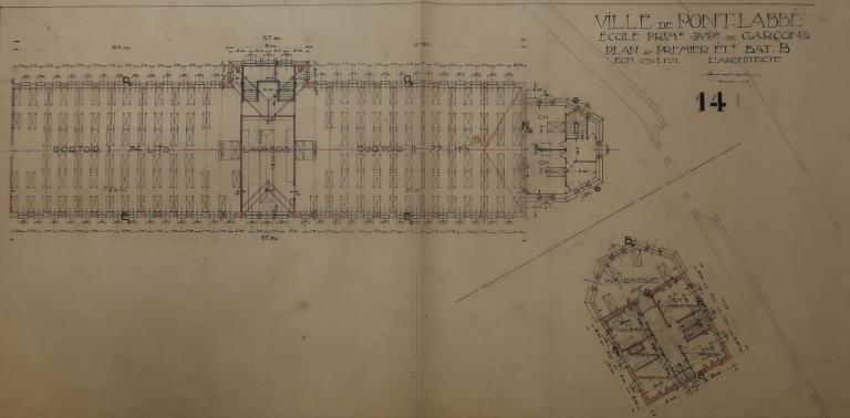 Bâtiments de l'ancienne école primaire supérieure, lycée Laënnec, 61 rue du Lycée (Pont-L'Abbé)
