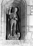 Statue (d'applique, petite nature) : saint Michel, église paroissiale Saint-Laurent (Maël-Pestivien)