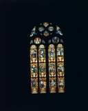 Verrières (8) : vie du Christ (baies 1 à 8), verrière à personnages, église paroissiale Notre-Dame du Roncier (Rostrenen)