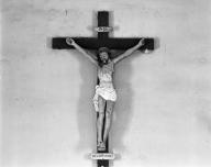 Croix : Christ en croix, église paroissiale Saint-Vincent Ferrier (le Tour-du-Parc)