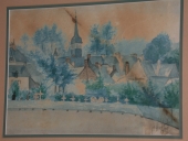 Dessin : Vue de l'ancienne église depuis le cimetière