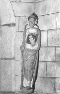 Statue (d'applique, petite nature) : sainte Barbe, église paroissiale Saint-Boscat (Tréogat)