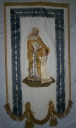 Bannière de procession : Education de la Vierge, sainte martyre (?), église Saint-Melaine (La Chapelle-de-Brain, anciennement La Chapelle-Saint-Melaine)