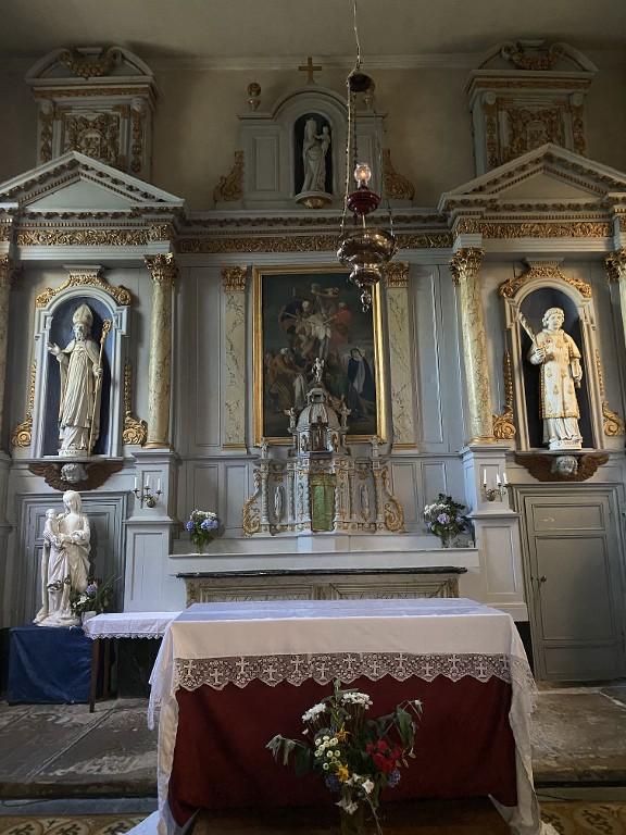 Autel, retable, tabernacle (maître-autel, retable architecturé, autel tombeau), église Saint Malo (Saint-Malo-de-Beignon)