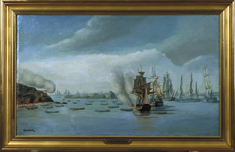 Tableau : Bataille navale dans le port de Cancale