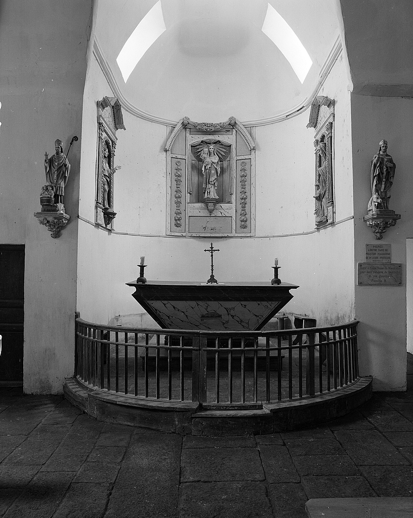 Autel, retable (maître-autel, autel tombeau, retable architecturé), chapelle Notre-Dame (Malguénac)