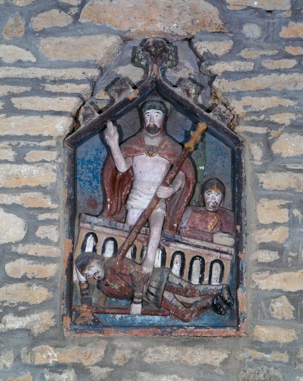 Haut-relief : Résurrection du Christ, chapelle Saint-Méen, le Borne (Guégon)