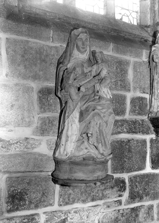 Groupe sculpté (petite nature, d'applique) : sainte Anne trinitaire, église paroissiale Saint-Jean-Baptiste (Plourac'h)