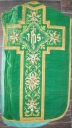 Ornement vert 2 : chasuble, étole, voile de calice et bourse de corporal