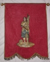 Bannière de procession : sainte Jeanne d'Arc, saint Joseph, église paroissiale Saint-Etienne (Tressé fusionnée en Mesnil-Roc'h en 2019)