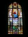 Ensemble de 2 verrières à personnages des baies 5, 6 : Don du Rosaire, Education de la Vierge avec saint Joachim