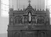 Ensemble du maître-autel : autel, retable, tabernacle, église paroissiale Notre-Dame (Campénéac)