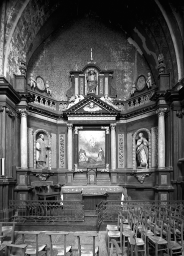 Ensemble du retable du Rosaire : autel, retable, 2 gradins d'autel, tabernacle