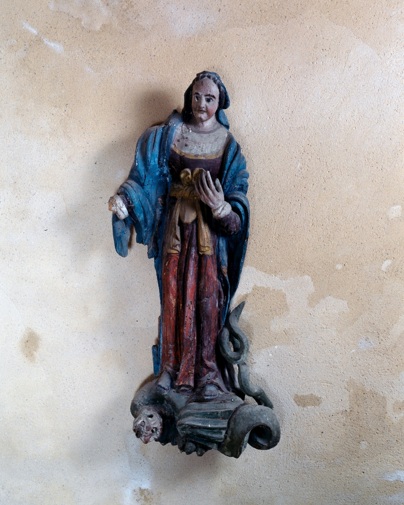 Statue (petite nature) : sainte Marguerite, chapelle Saint-Guénaël (Cléguer)