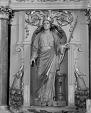 Statues (3) (petite nature) : Saint Melaine, Saint Laurent, Sainte Barbe, église paroissiale Saint-Melaine (Cornillé)