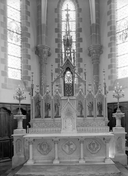 Ensemble du maître-autel : autel, retable, tabernacle, 2 gradins d'autel, église Saint-Golven (Taupont)