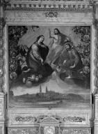 Tableau : Vierge du rosaire et saint Jean-Baptiste implorant Dieu pour les habitants de saint Pol de Léon, cathédrale de Saint-Paul-Aurélien (Saint-Pol-de-Léon)