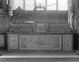 Autel, retable, tabernacle, gradins d'autel (2), (maître-autel, autel tombeau, retable architecturé), chapelle de la Trinité (Plozévet)