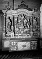 Autel, retable, gradins d'autel (2) (autel secondaire, retable architecturé), retable du Rosaire, église paroissiale Saint-Nicaise (Saint-Nic)