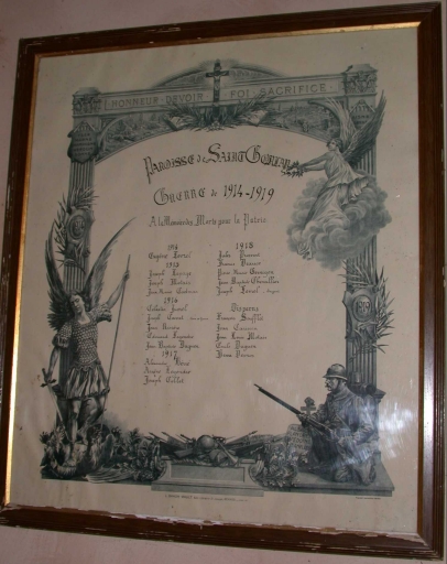 Tableau commémoratif des morts de la guerre 1914-1918