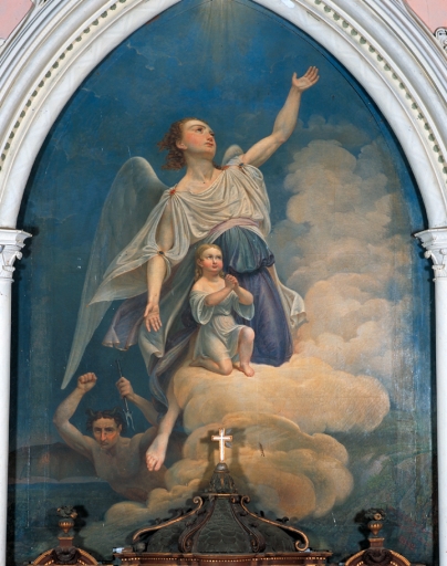 Tableau d'autel : Ange accompagnant une âme au paradis