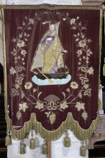 Bannière de procession paroissiale : Saint Pierre, Saint Joseph et l'Enfant