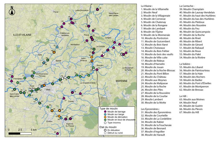 Les moulins du bassin hydrographique de la Haute-Vilaine