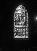 Verrière (9) : vie du Christ, Jeanne d'Arc délivrant Orléans, Apparition de la Vierge, sainte Anne et saint Joachim, saint Crépin et saint Crépinien, martyre de sainte Félicité, saint Michel, saint Gabriel, saint Raphaël (1 (2, 3, 4, 9) 1, 13, 14, 16), église paroissiale Saint-Sulpice (Fougères)