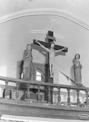 Groupe sculpté (d'applique, petite nature) : calvaire, église paroissiale Saint-Adrien (Persquen)