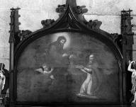 Tableau : saint François de Paule remettant le scapulaire à un évêque, cathédrale de Saint-Paul-Aurélien (Saint-Pol-de-Léon)